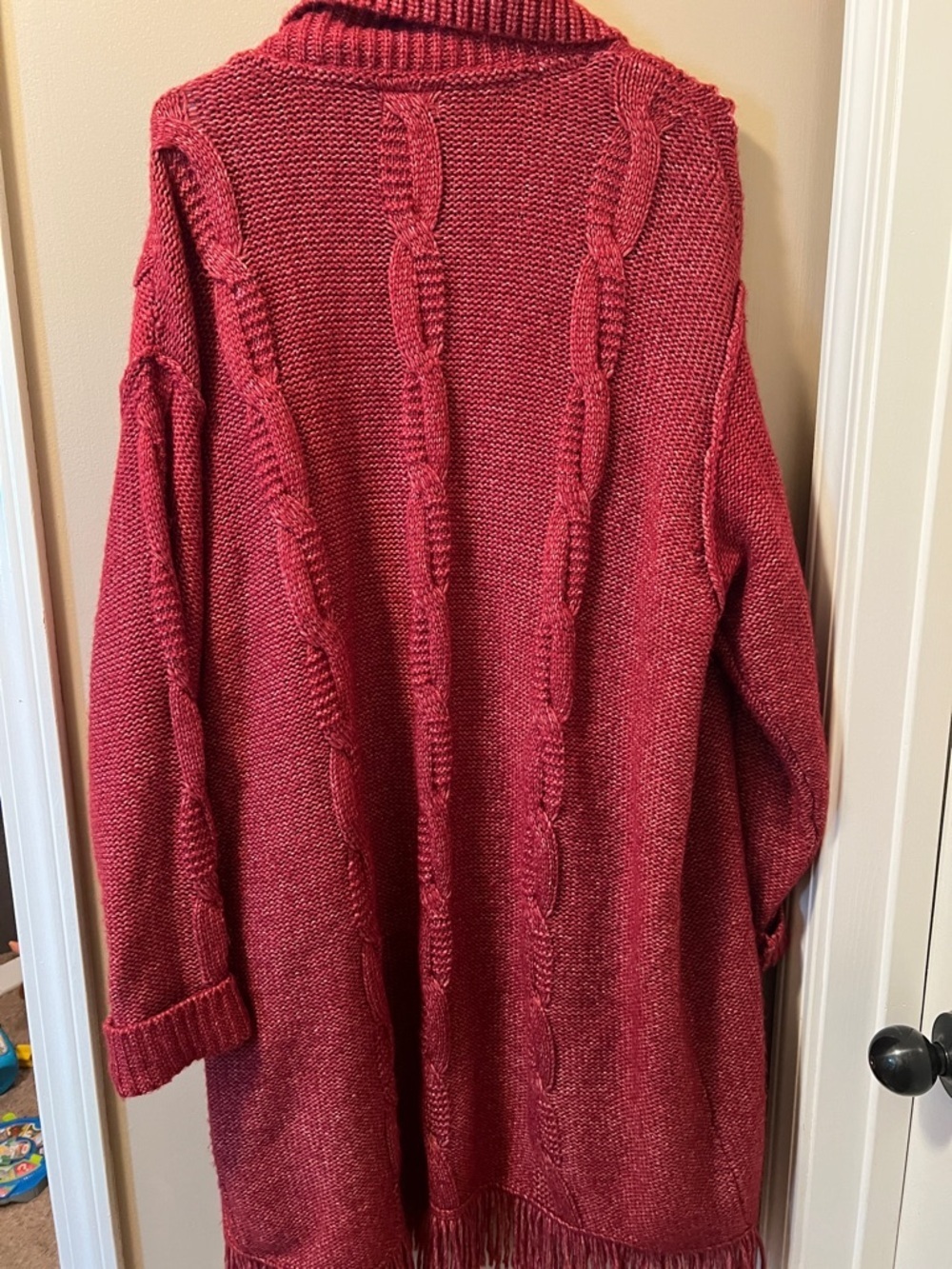 Sundance Red Open-Front Fringe Knit Cardigan XL - Picture 4 of 4